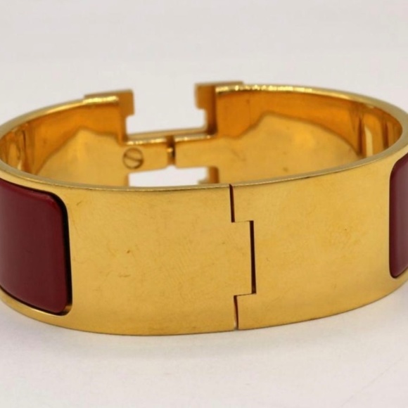 Hermés Gold Clic Clac H Bracelet Rouge - Picture 3 of 4